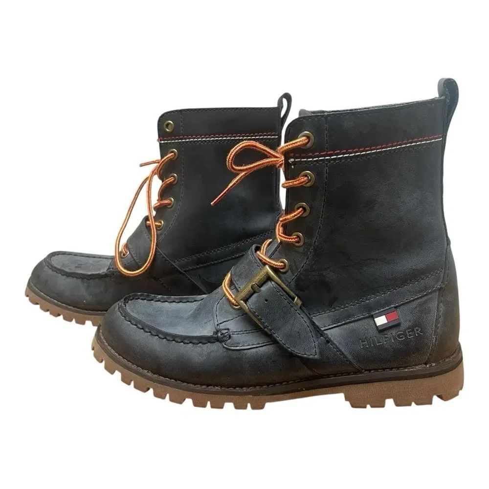 Tommy Hilfiger Narcisco Black Leather Boots Size 8